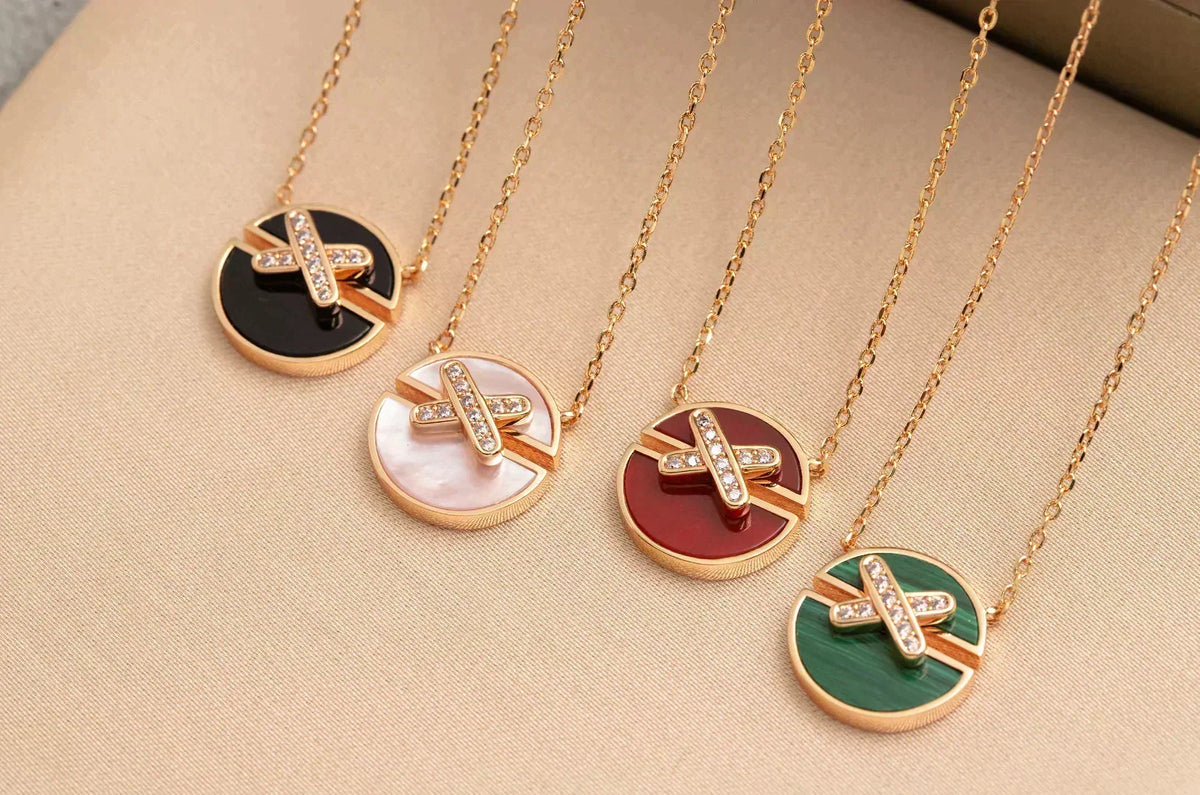 [⭐Hyrra Jewelry]JEUX DE ROSE GOLD DIAMOND NECKLACE