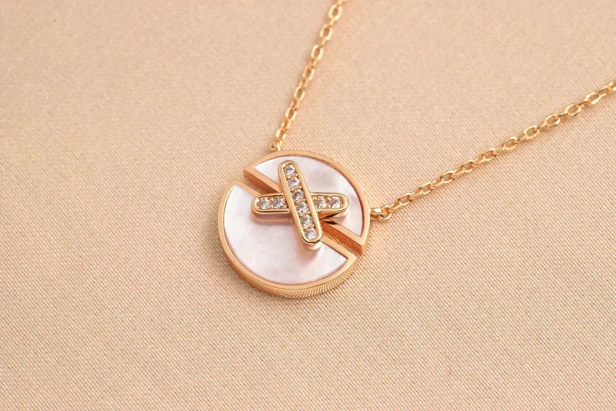 [⭐Hyrra Jewelry]JEUX DE ROSE GOLD DIAMOND NECKLACE