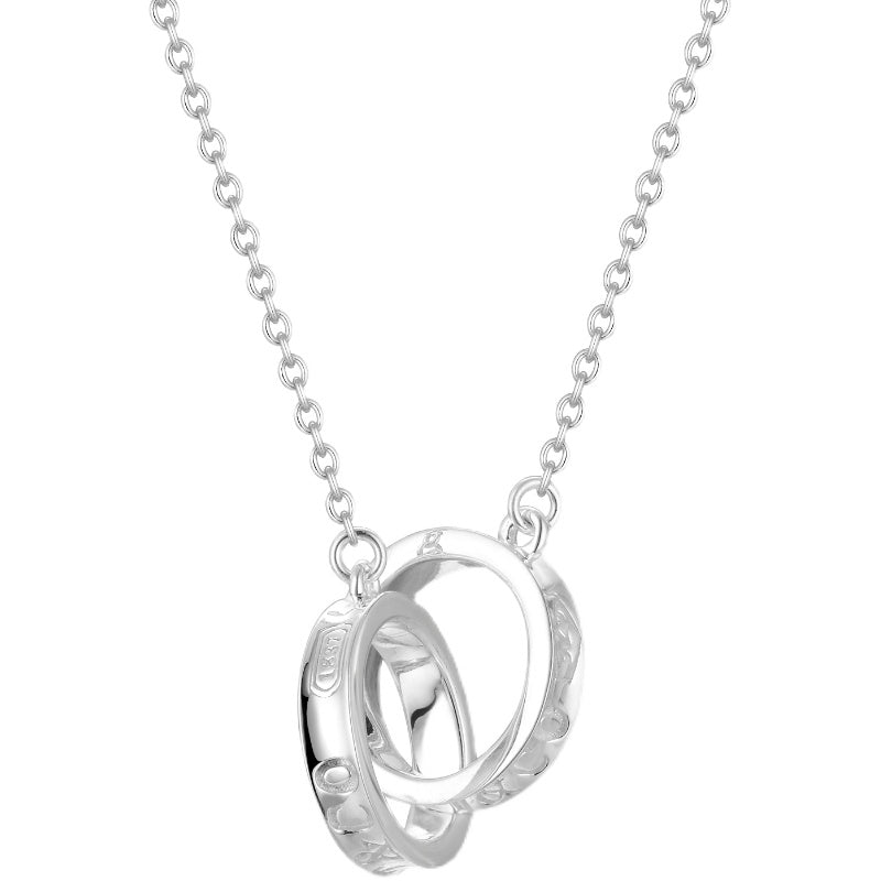 [Hyrra Jewelry]NECKLACE FEMALE DOUBLE RING DOUBLE CIRCLE COUPLE PENDANT