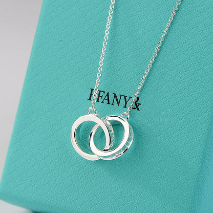 [Hyrra Jewelry]NECKLACE FEMALE DOUBLE RING DOUBLE CIRCLE COUPLE PENDANT