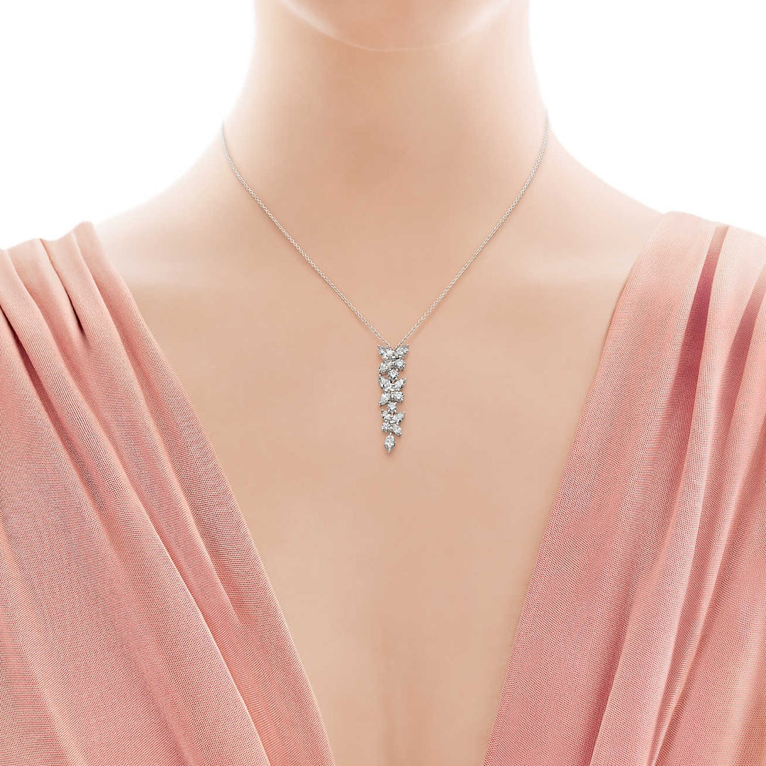 [Hyrra Jewelry]MIXED CLUSTER DIAMOND DROP PENDANT