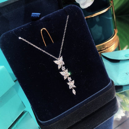 [Hyrra Jewelry]MIXED CLUSTER DIAMOND DROP PENDANT