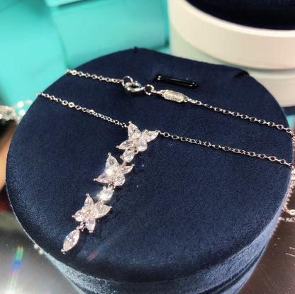 [Hyrra Jewelry]MIXED CLUSTER DIAMOND DROP PENDANT