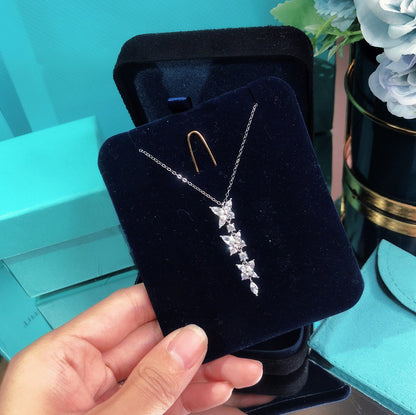 [Hyrra Jewelry]MIXED CLUSTER DIAMOND DROP PENDANT