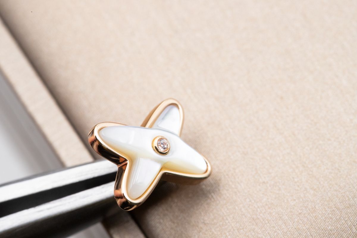 [⭐Hyrra Jewelry]JEUX DE WHITE MOP PINK GOLD DIAMOND EARRINGS