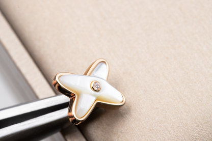 [⭐Hyrra Jewelry]JEUX DE WHITE MOP PINK GOLD DIAMOND EARRINGS