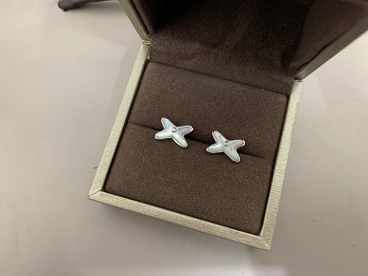[⭐Hyrra Jewelry]JEUX DE WHITE MOP SILVER DIAMOND EARRINGS