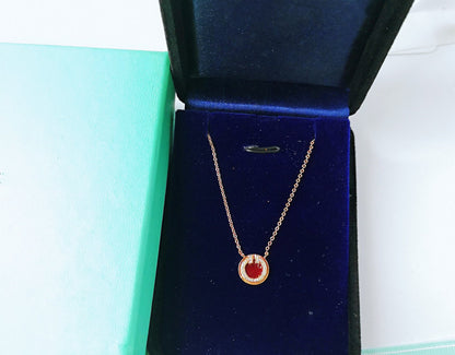 [Hyrra Jewelry]DIAMOND AND MOTHER PEARL CIRCLE NECKLACE PENDANT