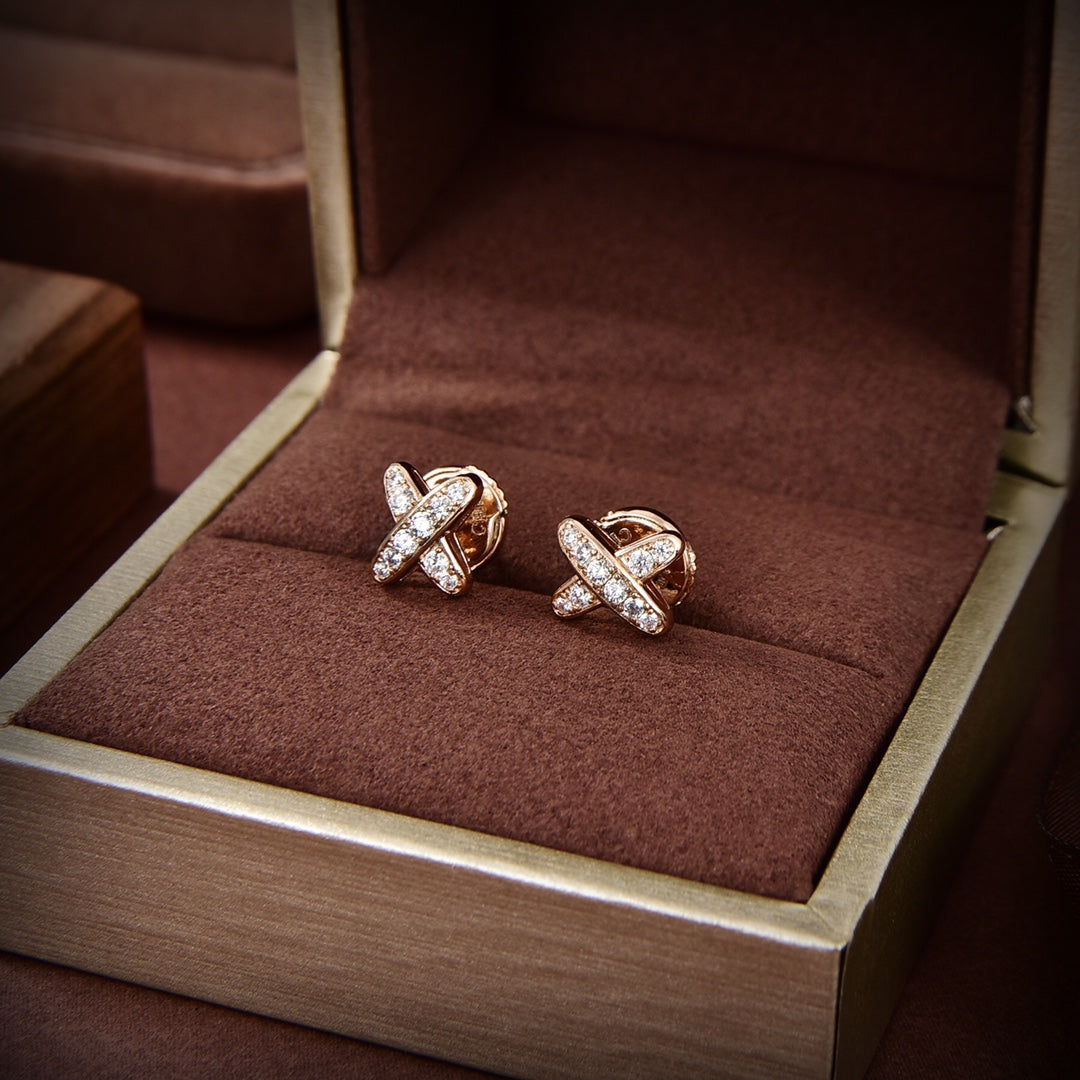 [⭐Hyrra Jewelry]JEUX DE GOLD DIAMOND EARRINGS