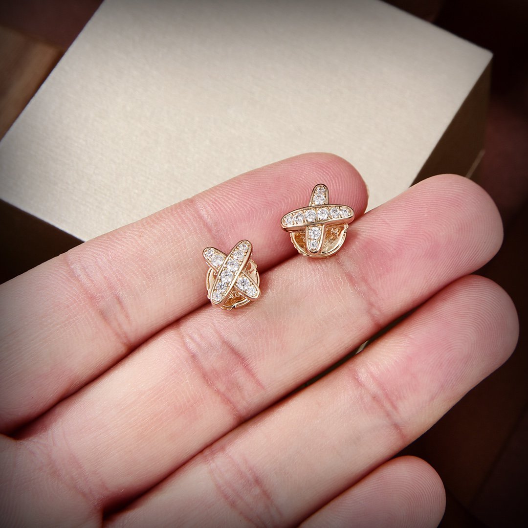 [⭐Hyrra Jewelry]JEUX DE GOLD DIAMOND EARRINGS