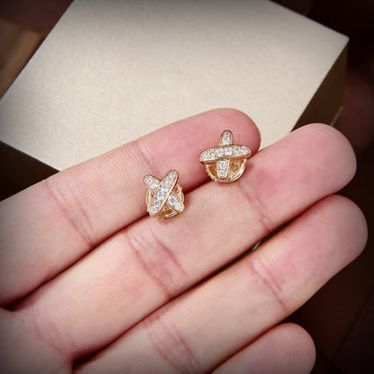 [⭐Hyrra Jewelry]JEUX DE GOLD DIAMOND EARRINGS