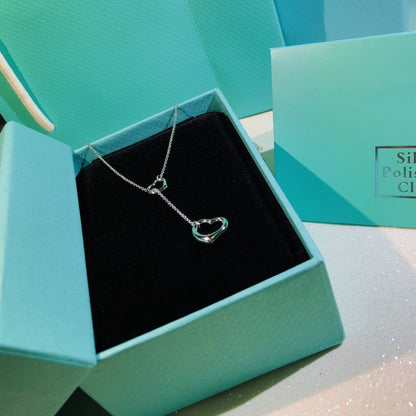 [Hyrra Jewelry]OPEN HEART LARIAT NECKLACE SILVER