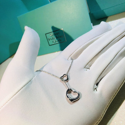 [Hyrra Jewelry]OPEN HEART LARIAT NECKLACE SILVER