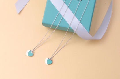 [Hyrra Jewelry]DOUBLE HEART TAG PENDANT SILVER MINI NECKLACE