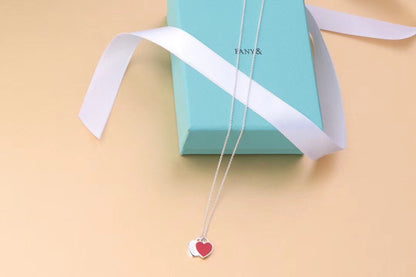[Hyrra Jewelry]DOUBLE HEART TAG PENDANT SILVER MINI NECKLACE