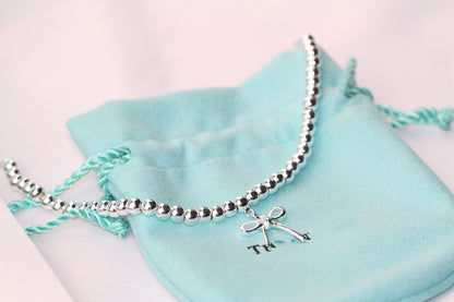 [Hyrra Jewelry]STERLING SILVER BOW BEAD BRACELET