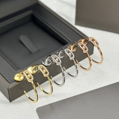 [⭐Hyrra Jewelry]CREOLES MOVE UNO PM DIAMOND EARRINGS