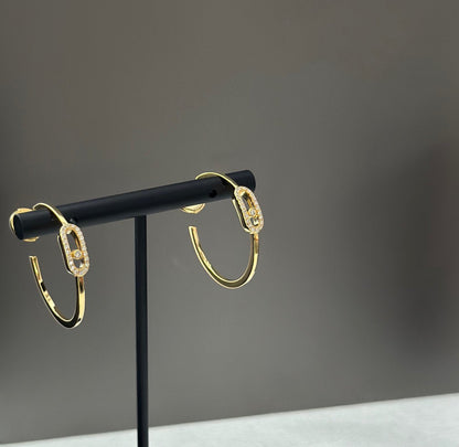 [⭐Hyrra Jewelry]CREOLES MOVE UNO PM DIAMOND EARRINGS