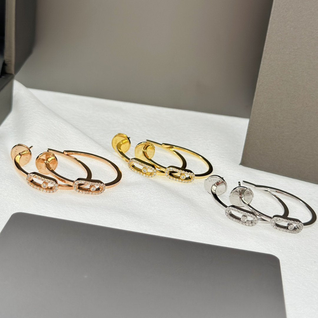 [⭐Hyrra Jewelry]CREOLES MOVE UNO PM DIAMOND EARRINGS