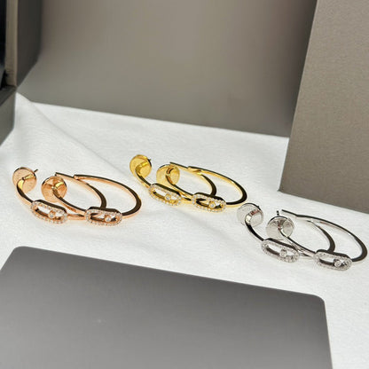 [⭐Hyrra Jewelry]CREOLES MOVE UNO PM DIAMOND EARRINGS