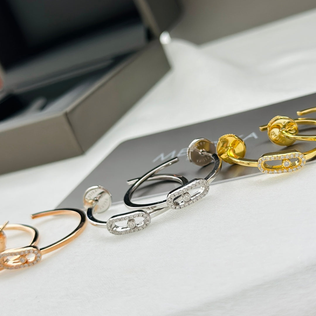 [⭐Hyrra Jewelry]CREOLES MOVE UNO PM DIAMOND EARRINGS