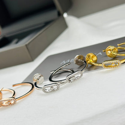 [⭐Hyrra Jewelry]CREOLES MOVE UNO PM DIAMOND EARRINGS