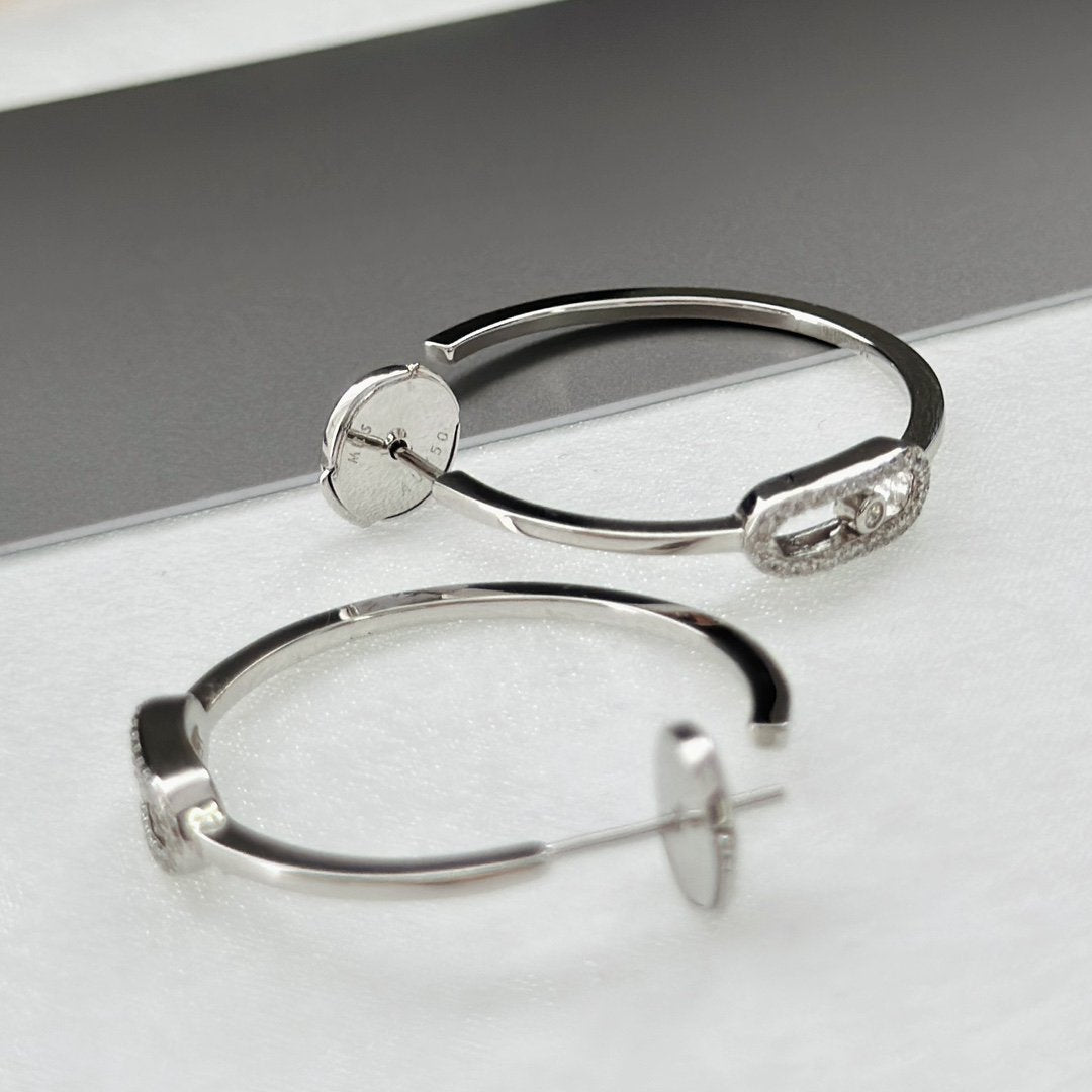 [⭐Hyrra Jewelry]CREOLES MOVE UNO PM DIAMOND EARRINGS