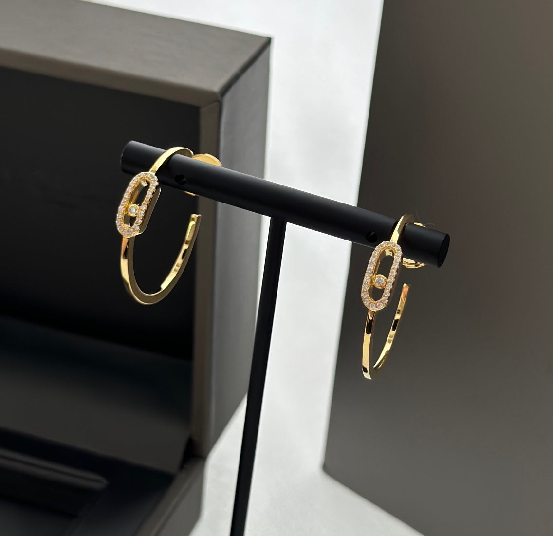 [⭐Hyrra Jewelry]CREOLES MOVE UNO PM DIAMOND EARRINGS