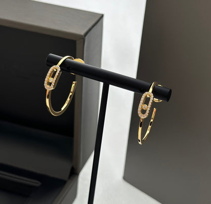 [⭐Hyrra Jewelry]CREOLES MOVE UNO PM DIAMOND EARRINGS