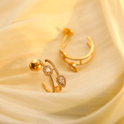 [⭐Hyrra Jewelry]CREOLES MY TWIN 2 RANGS SILVER DIAMOND EARRINGS