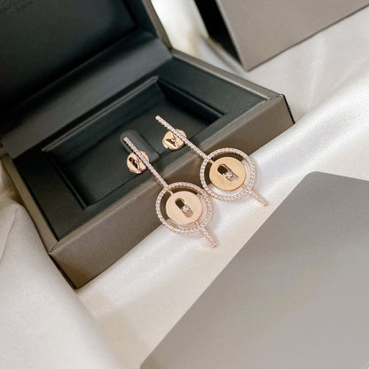 [⭐Hyrra Jewelry]Demo MOVE ARROW PINK GOLD DIAMOND EARRINGS