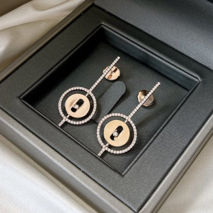 [⭐Hyrra Jewelry]Demo MOVE ARROW PINK GOLD DIAMOND EARRINGS