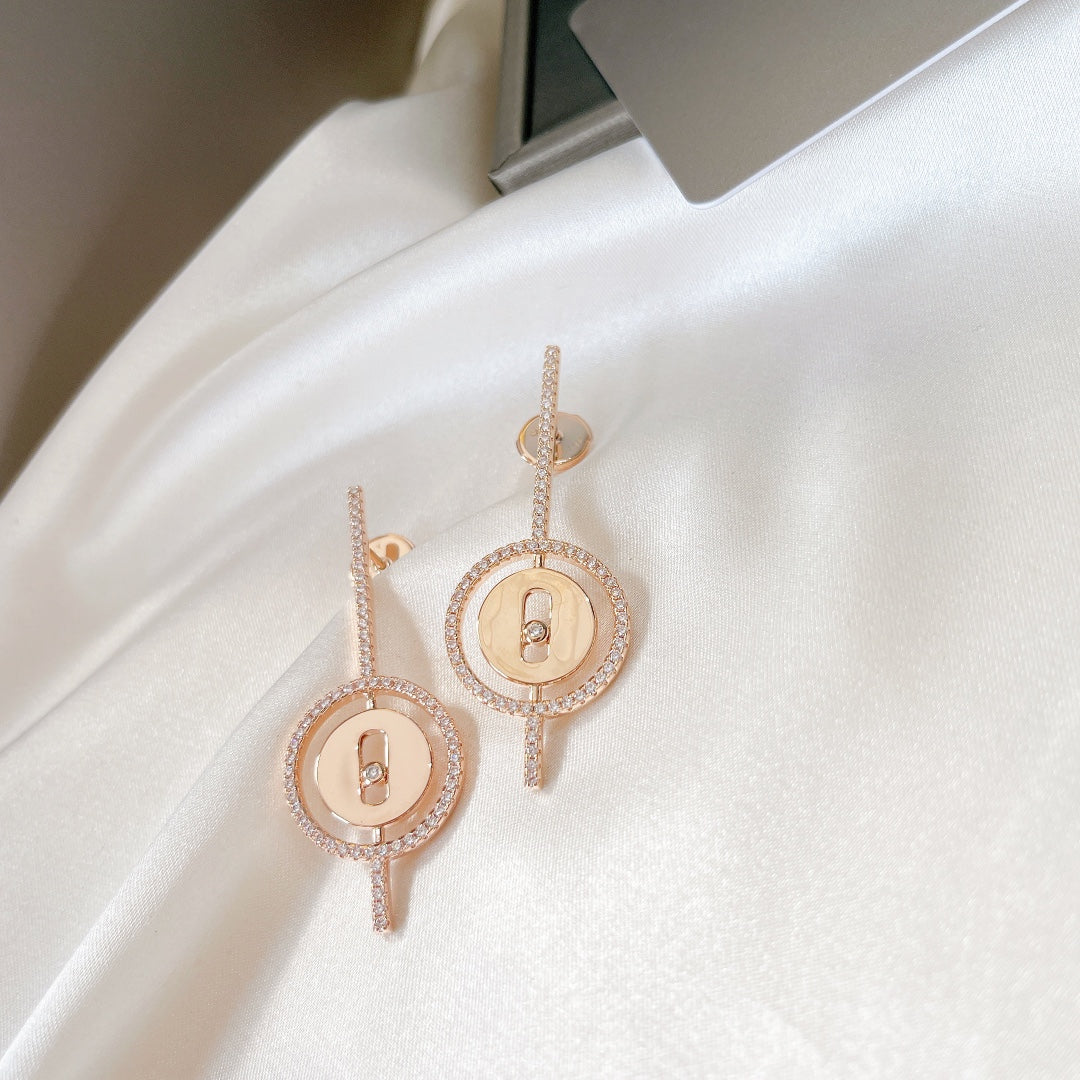 [⭐Hyrra Jewelry]Demo MOVE ARROW PINK GOLD DIAMOND EARRINGS