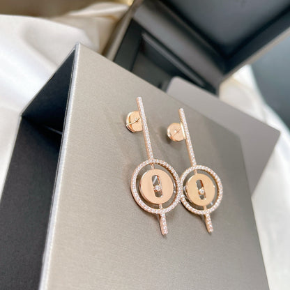 [⭐Hyrra Jewelry]Demo MOVE ARROW PINK GOLD DIAMOND EARRINGS