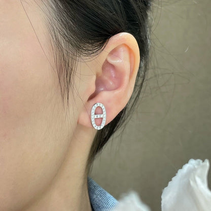 [⭐Hyrra Jewelry]HM FULL DIAMOND PIG NOSE STUD EARRINGS