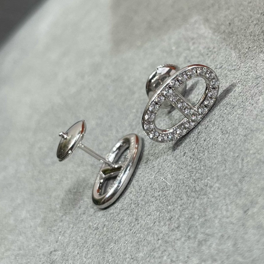 [⭐Hyrra Jewelry]HM FULL DIAMOND PIG NOSE STUD EARRINGS
