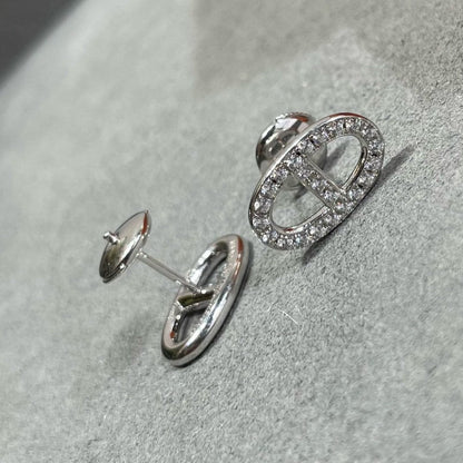 [⭐Hyrra Jewelry]HM FULL DIAMOND PIG NOSE STUD EARRINGS