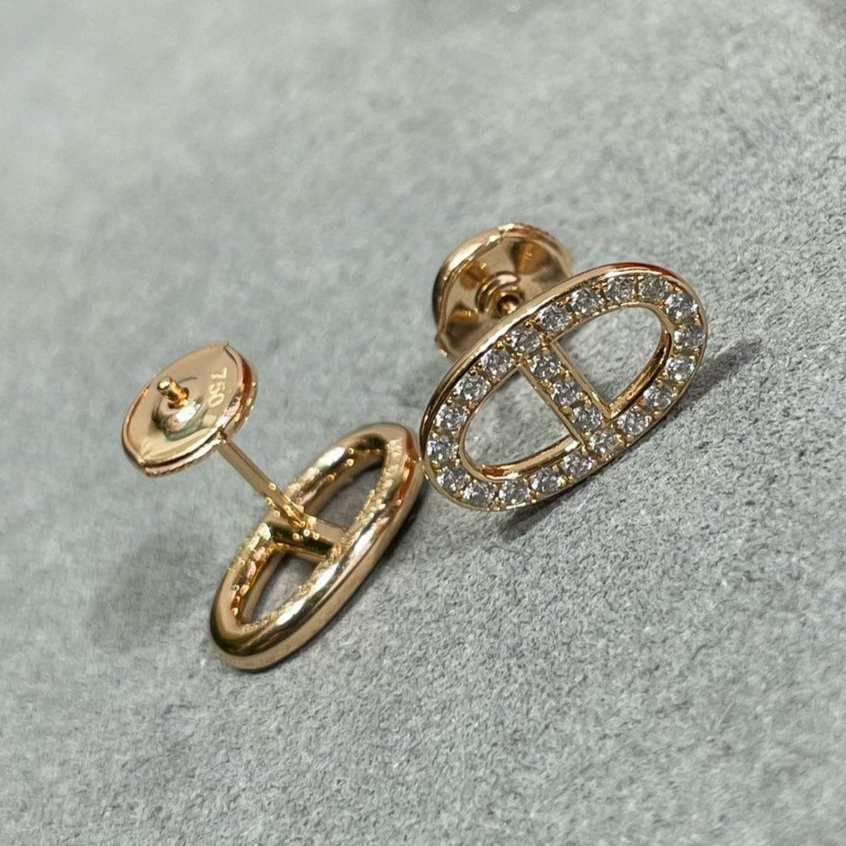 [⭐Hyrra Jewelry]HM FULL DIAMOND PIG NOSE STUD EARRINGS