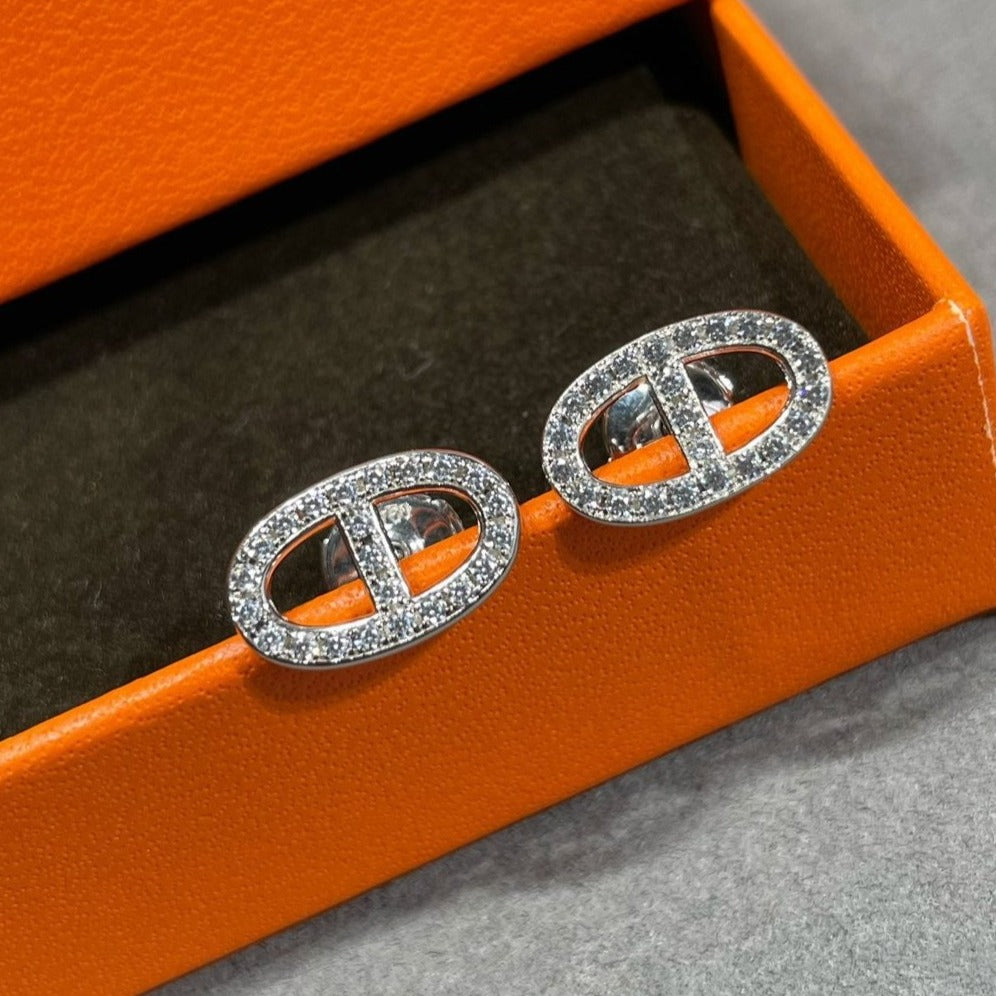 [⭐Hyrra Jewelry]HM FULL DIAMOND PIG NOSE STUD EARRINGS