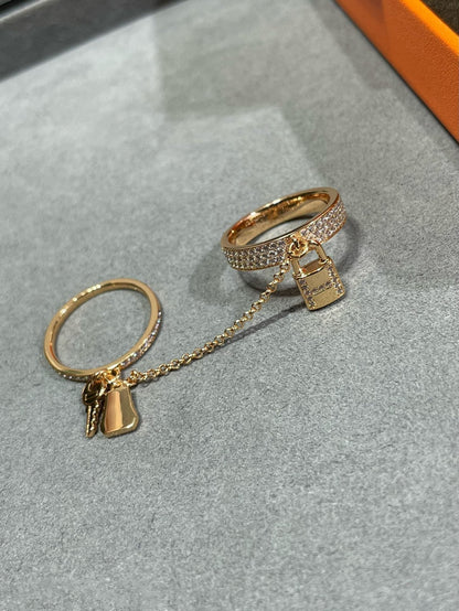 [⭐Hyrra Jewelry]HM KELLY CLOCHETTE DOUBLE RING IN  WITH DIAMONDS