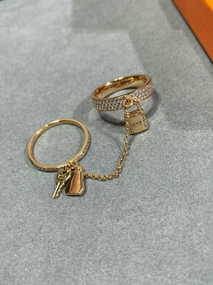 [⭐Hyrra Jewelry]HM KELLY CLOCHETTE DOUBLE RING IN  WITH DIAMONDS