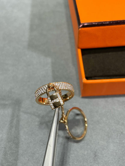 [⭐Hyrra Jewelry]HM KELLY CLOCHETTE DOUBLE RING IN  WITH DIAMONDS