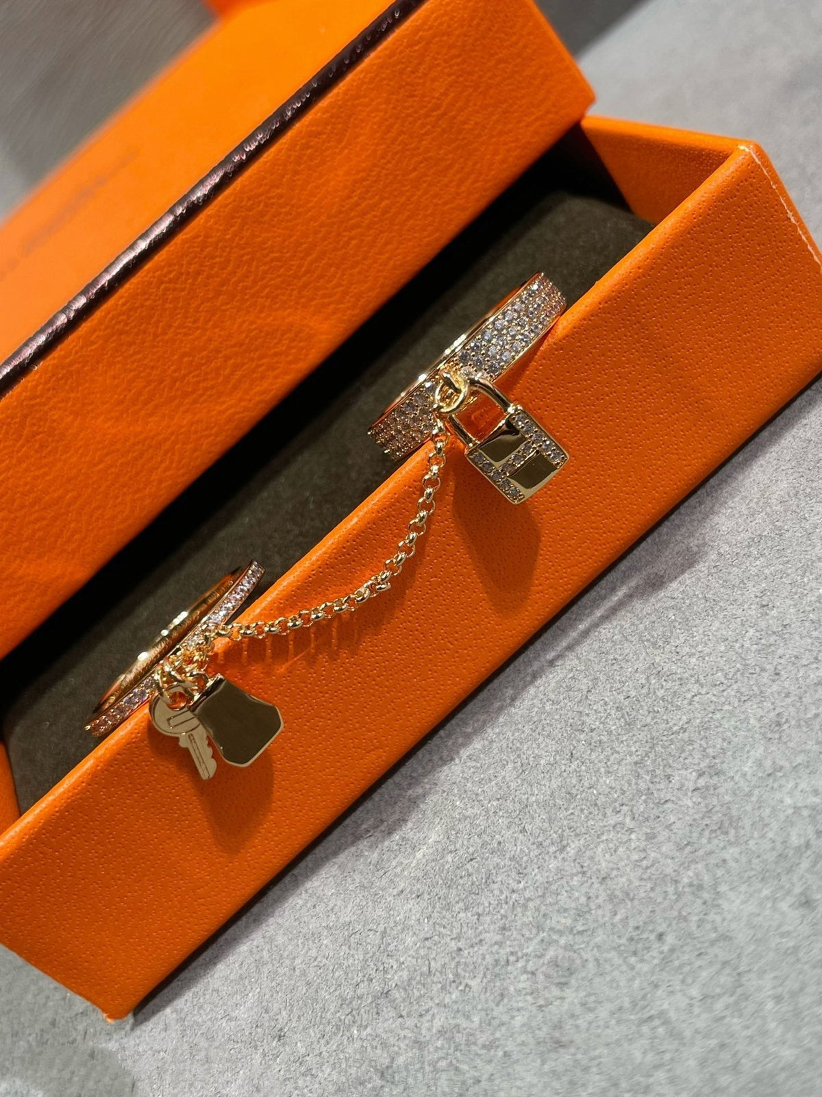 [⭐Hyrra Jewelry]HM KELLY CLOCHETTE DOUBLE RING IN  WITH DIAMONDS