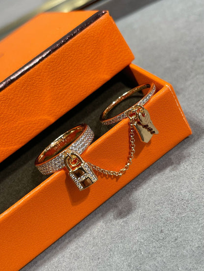 [⭐Hyrra Jewelry]HM KELLY CLOCHETTE DOUBLE RING IN  WITH DIAMONDS