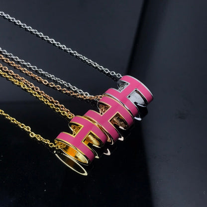 [⭐Hyrra Jewelry]H NECKLACE PINK
