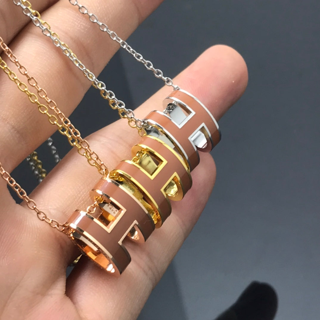 [⭐Hyrra Jewelry]H NECKLACE BROWN