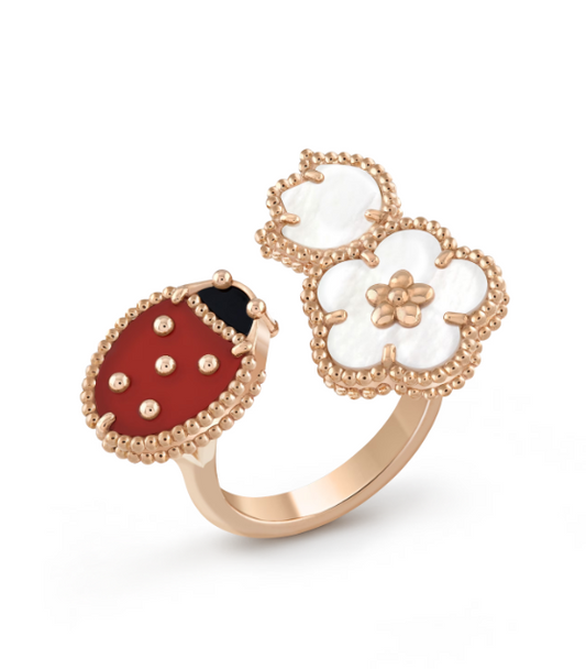 [⭐Hyrra Jewelry]LUCKY 3 MOTIF ROSE GOLD RING