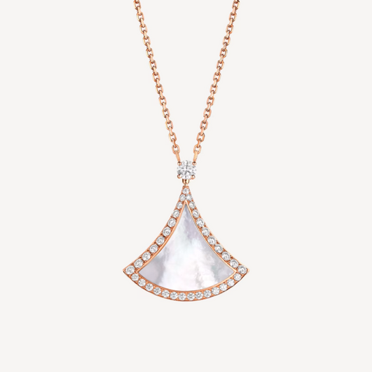 [⭐Hyrra Jewelry]DREAM MOP DIAMOND PAVED PINK GOLD NECKLACE