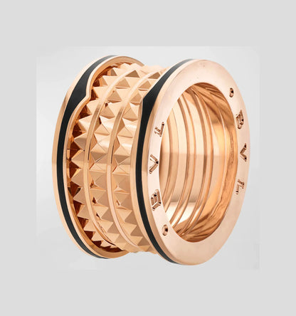 [⭐Hyrra Jewelry]ZERO 1 ROCK BLACK CERAMIC PINK GOLD LARGE MODEL