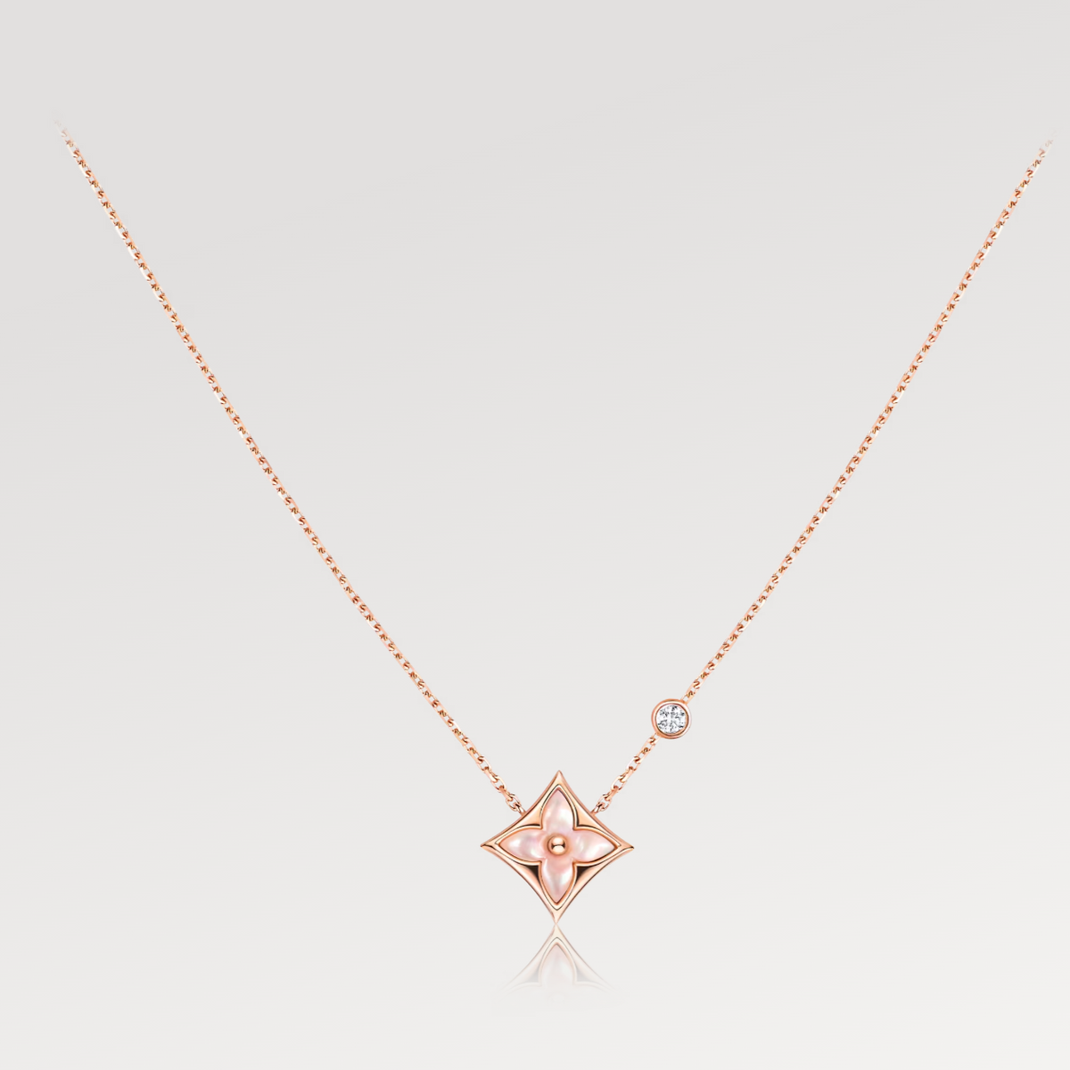 [⭐Hyrra Jewelry]STAR PINK MOP 1 DIAMOND PINK GOLD NECKLACE
